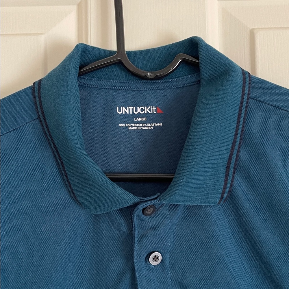 Untuckit Deep Bluegreen Long Sleeve Polo